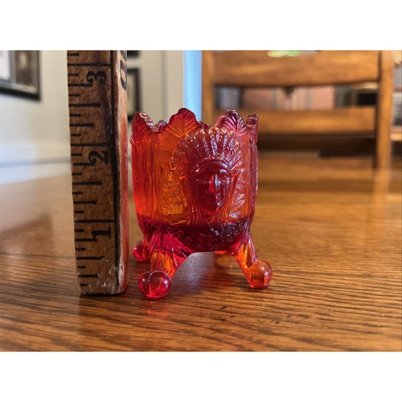 Guernsey Saratoga Indian Chief Toothpick Holder Ruby Glass 1903 Pittsburgh - Picture 2 of 14